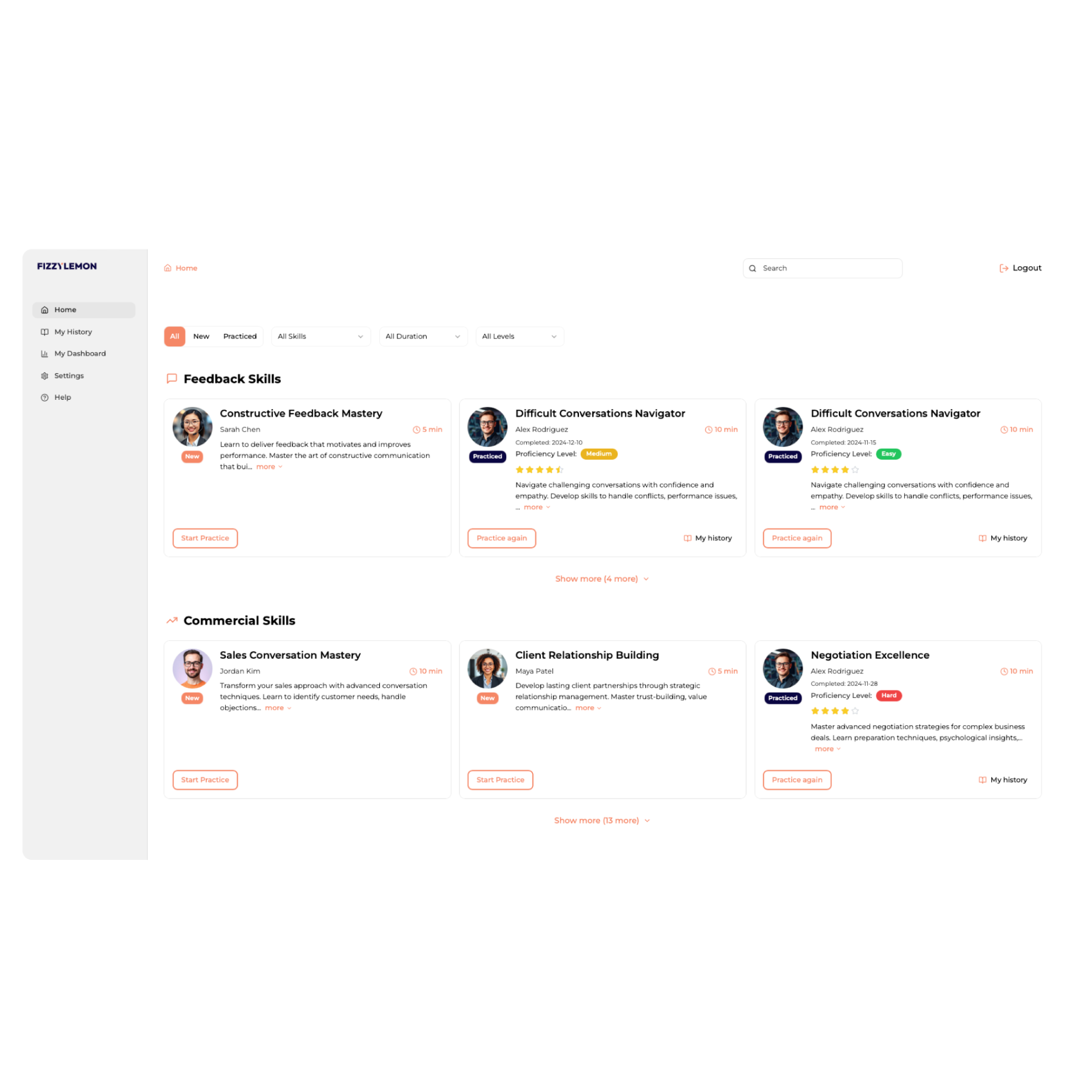 Scenario selection dashboard